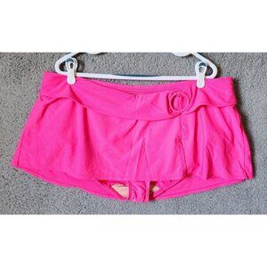 Lane Bryant Women's Swim Skirt Skort Side Slit Fold Over Waist Hot Pink Size 18